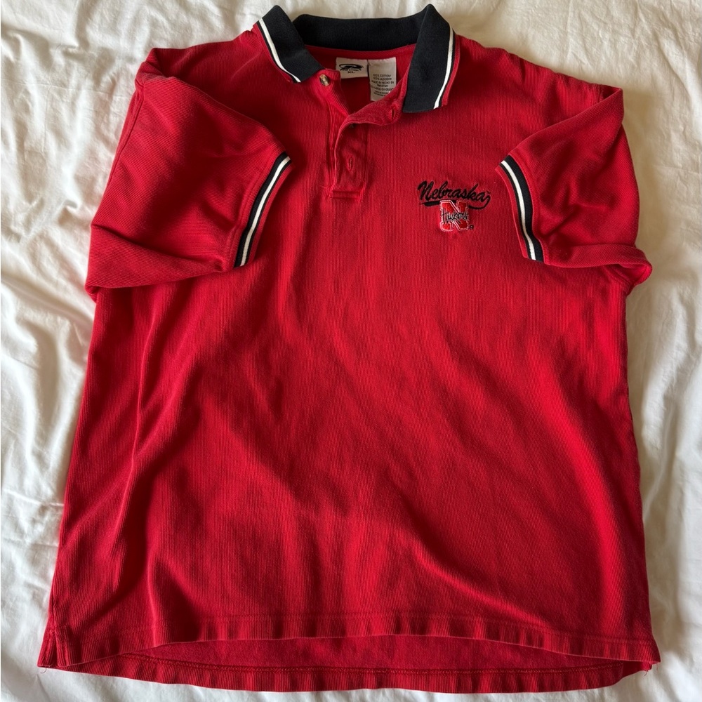 Nebraska Huskers pro edge Red with b/W trim XL polo.
